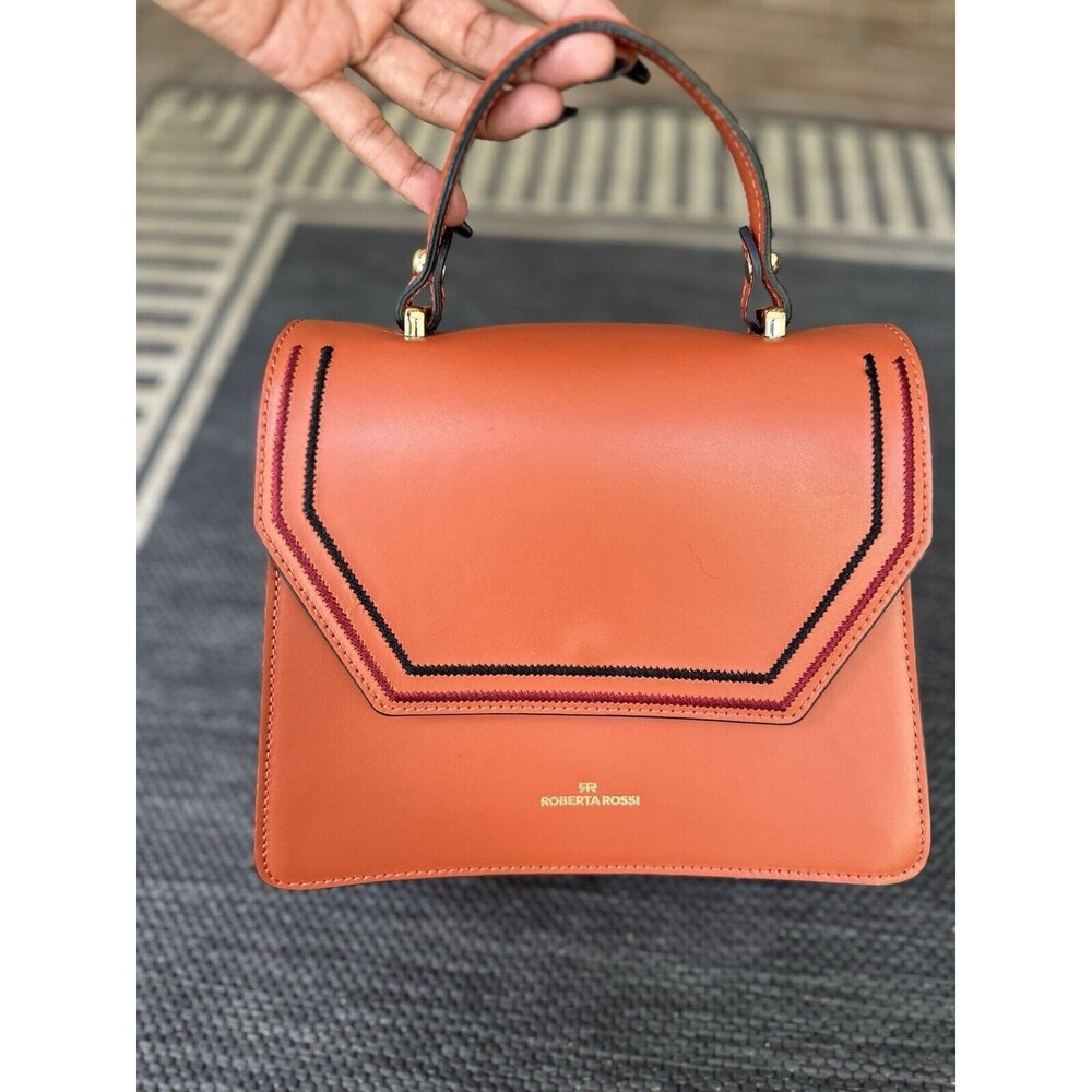 Roberta Rossi Milano Coral Leather Top Handle Or Crossbody Bag Made in Italy
